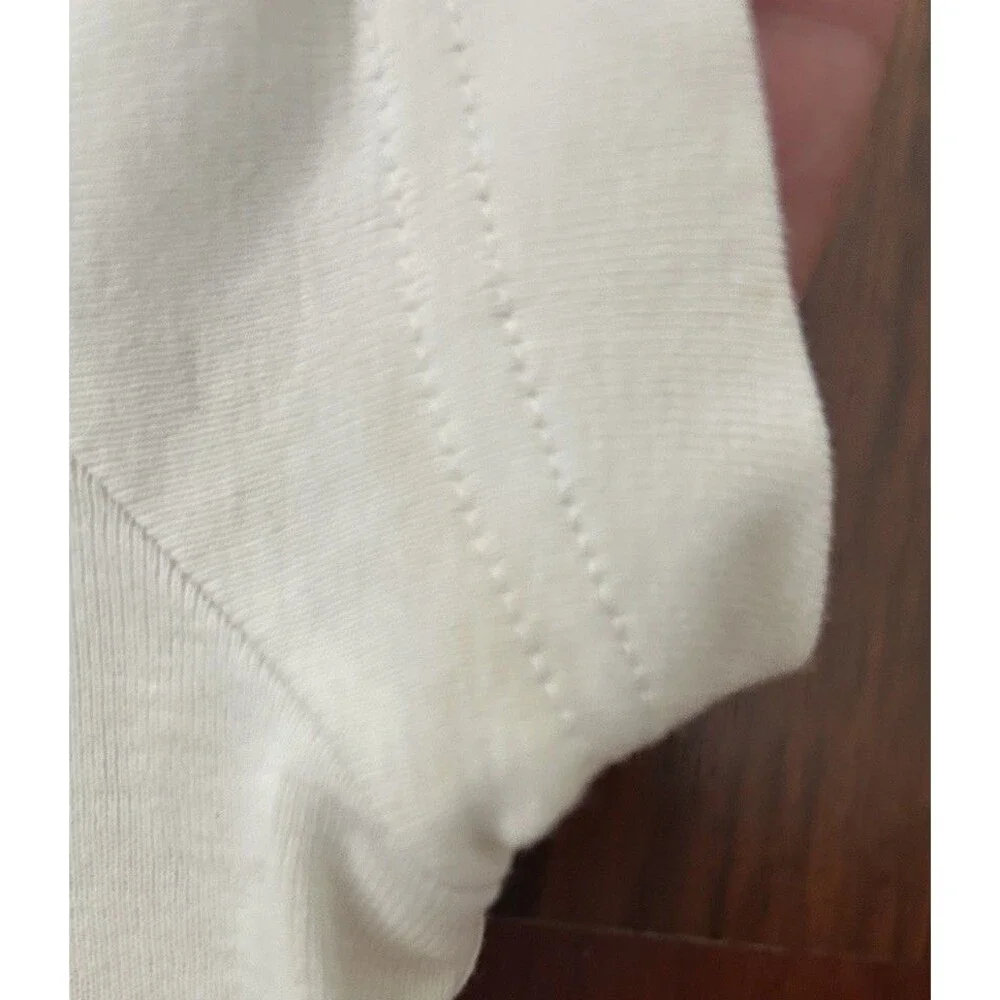 Tory Burch Small Fitted Polo Top White Short Sleeve Collar Shirt Gold Buttons